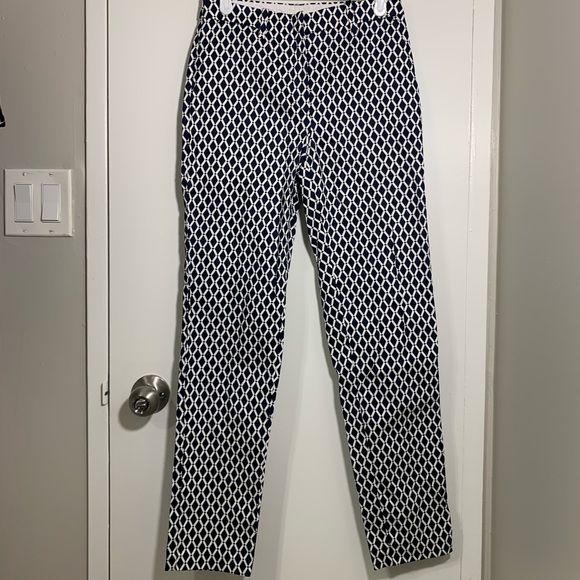H&M Ankle-Length Patterned Trousers - Navy & White - Picture 4 of 10